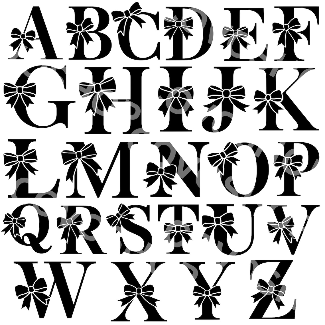 Bow Lettering Bow Alphabet Letters, SVG PNG EPS Dxf, Cricut Cut Files, Monogram ...