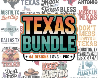 53 Texas PNG SVG Bundle, Texas Clipart, State Graphics, Texas Cut Files, Digital Download, Texas Themed Art, Texas PNG Designs
