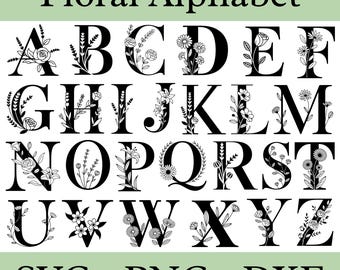 Floral Alphabet SVG: Flower Letter Designs (78 Files) (Digital Download)