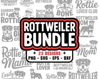 23 Rottweiler PNG SVG Images, dxf eps files, Rottie, Dog Mom, Pet Parent, Dog Dad, Fur Baby, Cricut, Silhouette, Tshirt Design