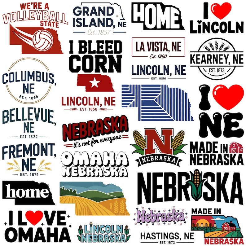 We're a volleyball state, Grand Island, home, i love lincoln, columbus, i bleed corn, la vista, kearney, I love NE, lincoln, bellevue, fremont, i love omaha, omaha nebraska, lincoln nebraska, hastings, made in nebraska, nebraska it's not for everyone