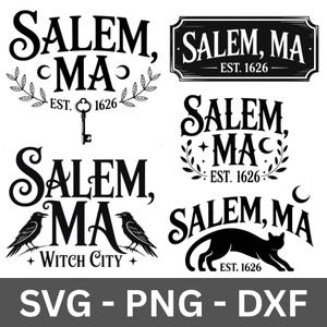 Salem Massachusetts PNG SVG dxf, Salen Witch Trials, Halloween, Fall, Spooky Season, MA, Sublimation, Tshirt, Cut File Cricut, Silhouette