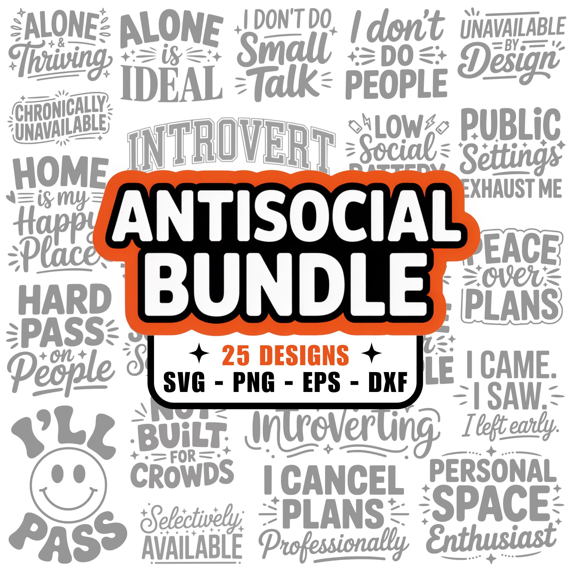 25 Antisocial PNG SVG Images, Dxf Eps Files, Introvert, Social Battery ...