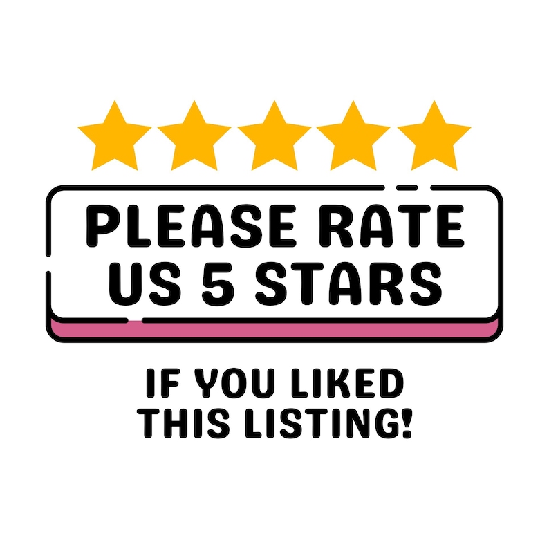 please rate us 5 stars if you liked this listing!