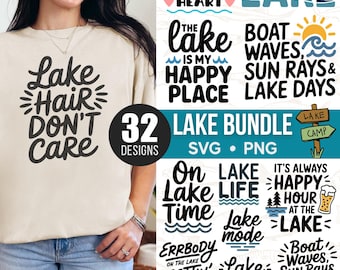 LAKE SVG BUNDLE | 32 designs | Vacation, Nature, Water, Boat, Sayings, Quotes, Cricut, Silhouette, Png Images, T-Shirt Design, Home Decor