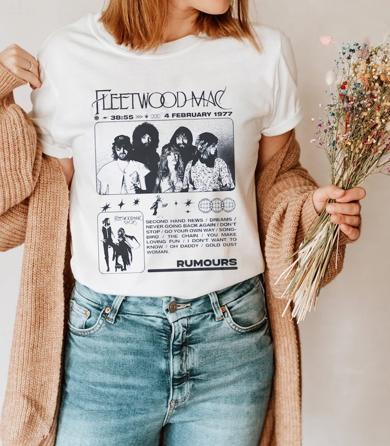 Fleetwood Mac Rumours 1977 Tshirt , Retro Fleetwood Mac Shirt, Music Fleetwood Mac Band Tshirt