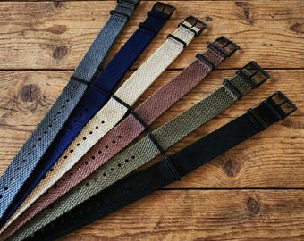 NATO® HEMP PVD Heavy Buckles MilStrap Cotton Handmade eco friendly vegan Military Soft Flexible Nylon watch band strap 20mm 22mm U.S.A ship