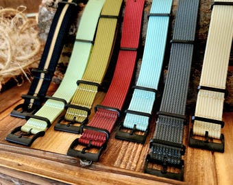 NATO G10 Ribbed Nylon PVD Buckles Rugged Straps Fall Colors Military MilStrap Water Resistant Watch Bands 18mm 20mm 22mm 24mm Heavy Duty USA