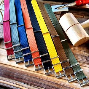 NATO G10® Ribbed Nylon Strap Military Summer Water Resistant Watch band 18mm 20mm 22mm 24mm Steel Satin Buckles Heavy Duty USA Ship MilStrap