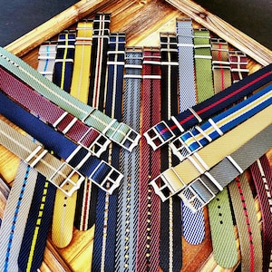 NATO G10 ® Twill Satin Custom Buckle Single Pass Adjustable Nylon Watch Strap Premium 18mm 20mm 22mm One Piece Vintage Handmade Milstrap USA