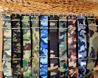 Hebillas de satén militar de nailon balístico NATO CAMO G10®, MoD, 18 mm, 20 mm, 22 mm, 24 mm, hechas a mano, diseño poco común, ejército, marina, infantería de marina, fuerza aérea, costa