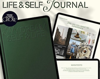 My Dream Life & Self Digital Journal | Vision Boards, Prompts, Exercises, Reflection, Habits, Printable | Inspiring