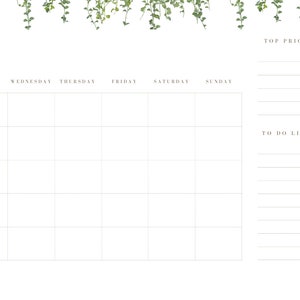 Blank Leafy Calendar