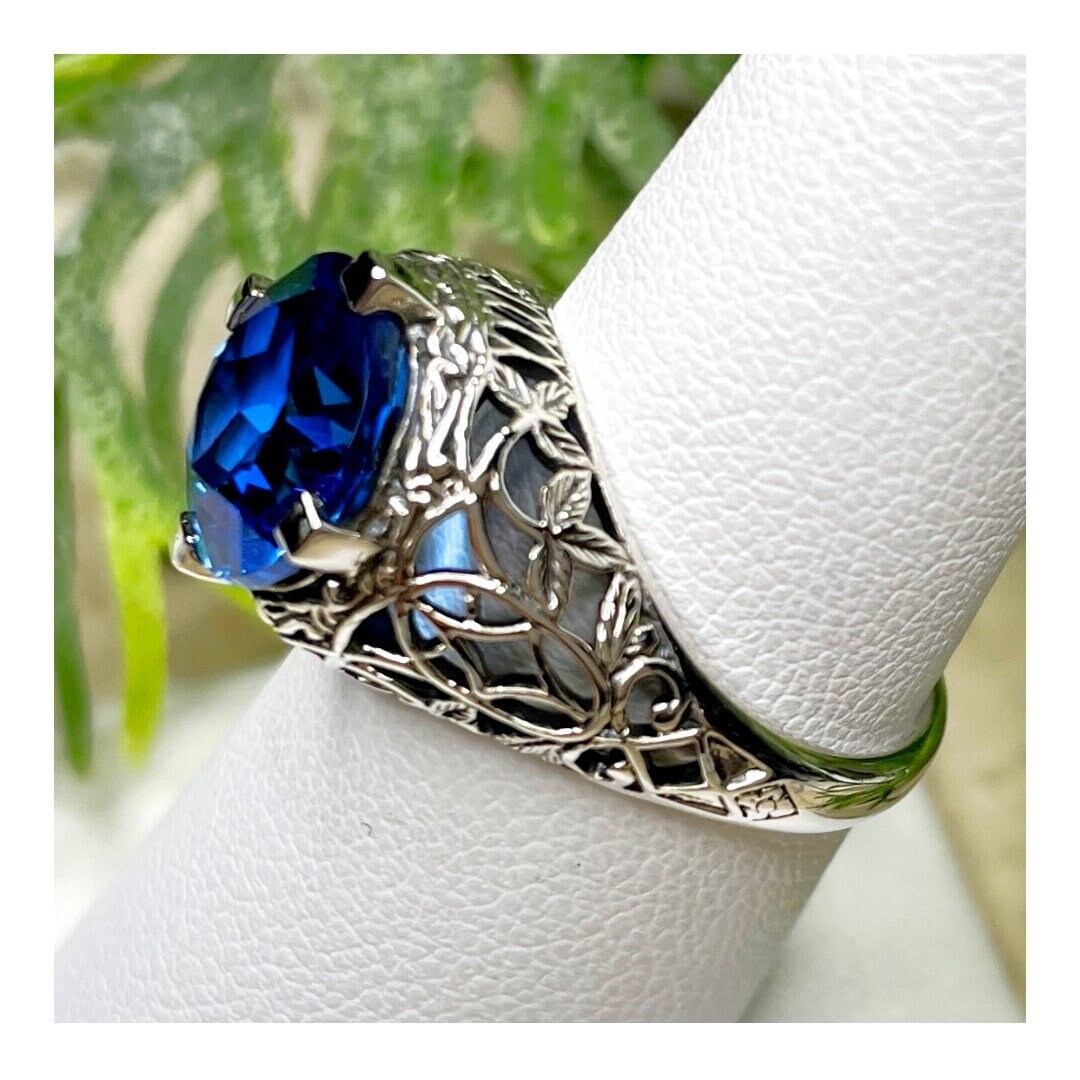 Antique Style Art Deco Design 4.00 Carat London Blue Sim. Topaz 925 ...