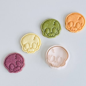 Skull Cookie Cutter | Halloween Skull Cookie Cutter Stamp Set | Human Skull Fondant Molds | 3D Printed