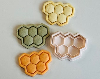 Cortador de galletas con forma de panal / Set de sellos de abeja impresos en 3D