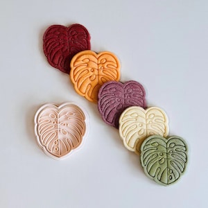 Leaf Cookie Cutter - Tropical Monstera Leaf Cookie Cutter Stamp Set | Greenery Plant Fondant Molds | 3D Printed