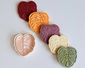 Leaf Cookie Cutter - Tropical Monstera Leaf Cookie Cutter Stamp Set | Greenery Plant Fondant Molds | 3D Printed