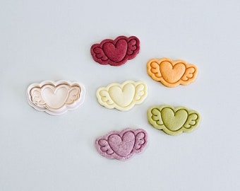Heart with Wings Cookie Cutter Stamp | 3D Printed Valentine's Day Fondant Mold