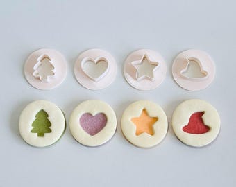 4-Piece Shaped Cookie Cutter Set | Christmas Tree, Star, Heart, Wizard Hat | For Filled & Decorated Cookies | Unique Baking Gift