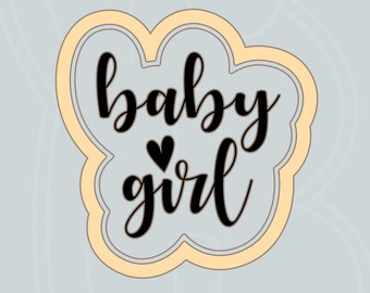 Baby Girl Cookie Cutter | Baby Girl Lettered Plaque Cookie Cutter Stamp Set | Newborn Baby Word Cookie Cutter | 3D Printed