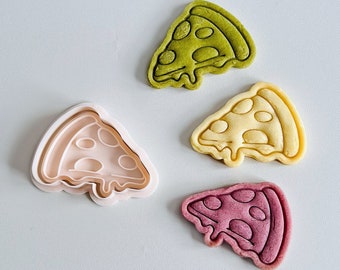 Pizza Cookie Cutter | Food Cookie Cutter Stamp Set | Melting Cheese Pizza Slice Cookie Cutter | 3D Printed