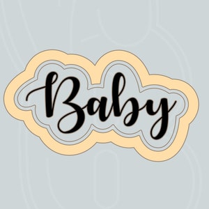 Baby Cookie Cutter | Baby Hand Lettered Cookie Cutter Stamp Set | Baby Word Plaque Cookie Cutter | 3D Printed