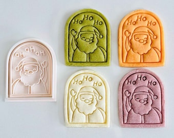 Santa Claus Cookie Cutter | Christmas Santa Arch Cookie Cutter Stamp Set | HOHOHO Fondant Molds | 3D Printed