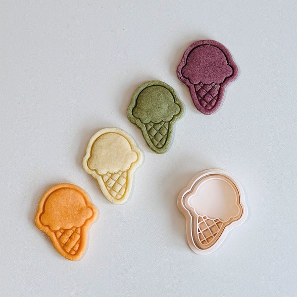IJskoekjesuitsteker | Single Scoop Ice Cream Cone Cookie Cutter Stempelset | Voedselveilig 3D-geprint