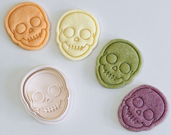 Skull Cookie Cutter | Halloween Skull Cookie Cutter Stamp Set | Human Skull Fondant Molds | 3D Printed
