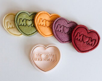 Mom Cookie Cuter | Mother's Day Cookie Cutter Stamp Set | Love Heart Mom Lettered Cookie Cutter | 3D Printed Baking Gifts for Mom