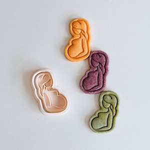 Mom Cookie Cuter | Pregnant Cookie Cutter Stamp Set | Baby Shower Cookie Cutter | Mother&#39;s Day 3D Printed Baking Gifts