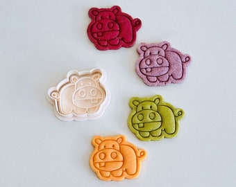 Hippo Cookie Cutter | Animal Cookie Cutter Stamp Set | Hippo Fondant Molds | 3D Printed