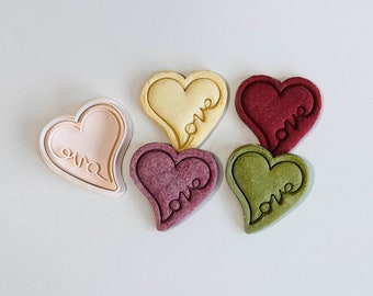 Love Heart Cookie Cutter | Love Word Cookie Cutter Stamp Set | Heart Shape Plaque Cookie Cutter | 3D Printed