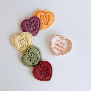 Mejor cortador de galletas de mamá / Love Heart Mother Day Cookie Cutter Stamp Set / Mejor cortador de galletas con letras de mamá / Impreso en 3D