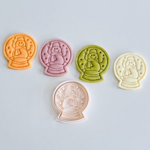 Snowman Cookie Cutter | Christmas Snow Globe Cookie Cutter Stamp Set | Snowman Fondant Molds | 3D Printed
