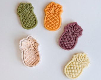 Pineapple Cookie Cutter | Summer Cookie Cutter Stamp Set | Tropical Fruit Fondant Molds | Food Safe 3D Printed Baby Shower Gifts