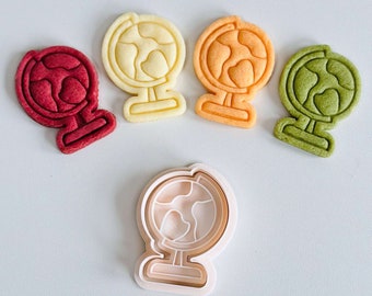 Globe Cookie Cutter | School Cookie Cutter Stamp Set | Earth Globe Cookie Cutter | Geography Fondant Molds | 3D Printed