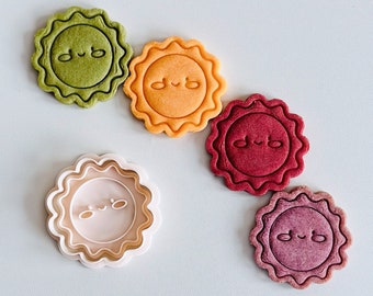 Sun Cookie Cutter | Summer Sunny Cookie Cutter Stamp Set | Smiley Face Sun Cookie Cutter | 3D Printed