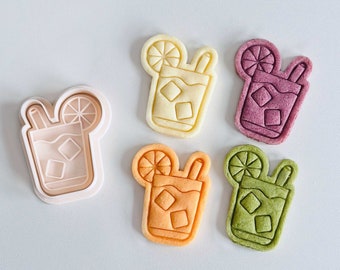 Cocktail Cookie Cutter | Summer Cookie Cutter Stamp Set | Tropical Drinks Cookie Cutter | 3D Printed