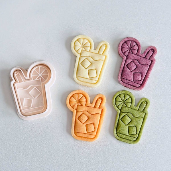 Cocktail Cookie Cutter | Summer Cookie Cutter Stamp Set | Tropical Drinks Cookie Cutter | 3D Printed