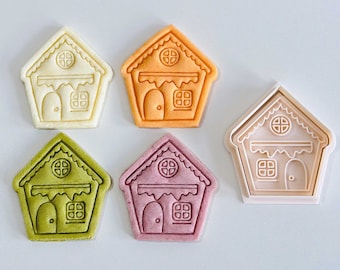Gingerbread House Cookie Cutter | Christmas  House Cookie Cutter Stamp Set | Winter House Fondant Molds | 3D Printed
