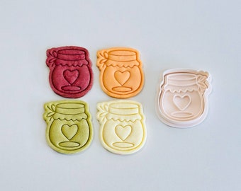 Love Mason Jar Cookie Cutter | Heart Jar Cookie Cutter Stamp Set | Love Jar Fondant Molds | 3D Printed Valentine's Gift