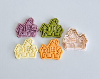 Formina per biscotti della casa stregata / Set di formine per biscotti della casa spettrale di Halloween / Stampi per fondente della casa inquietante / Stampato in 3D
