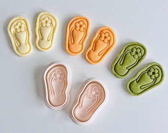 Daisy Flip Flops Cookie Cutter | Summer Sandals Cookie Cutter Stamp Set | Boho Beach Flip-Flop with Flower Cookie Cutter | 3D Printed