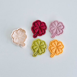 Clover Cookie Cutter | Spring Shamrock Cookie Cutter Stamp Set | Four Leaf Clover Fondant Molds | 3D Printed