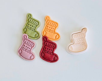 Christmas Stocking Cookie Cutter | Hanging Stockings Cookie Cutter Stamp Set | Sock Fondant Molds | 3D Printed