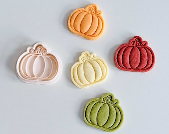 Pumpkin Cookie Cutter & Stamp Set | Leaf Pumpkin Embosser | Fall Baking Tool | 3D Printed