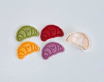 Croissant Cookie Cutter | Food Cookie Cutter Stamp Set | Smiley Face Croissant Cookie Cutter | 3D Printed Bread Molds