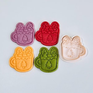 Christmas Marshmallow Cup Cookie Cutter | Festive Hot Cocoa with Gingerbread | Fun Holiday Baking Tool